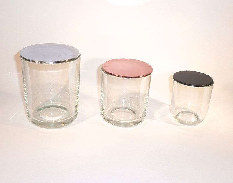 Clear republic candle glass set with plastic lid