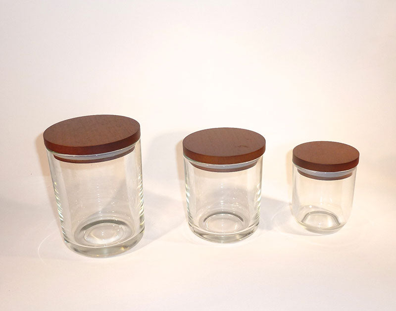 Clear republic candle glass jar Set with Golden Oak lid