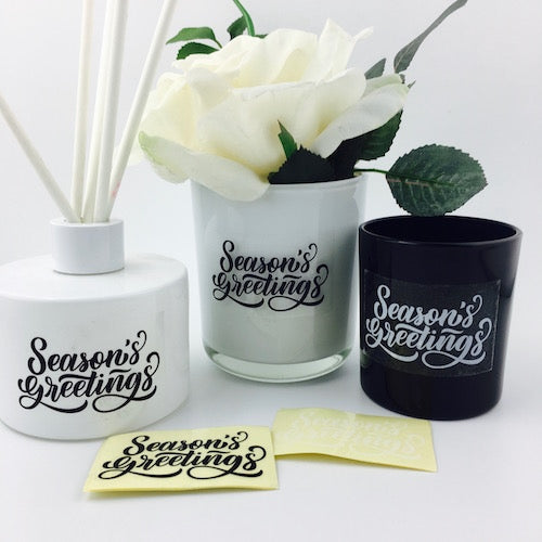 Seasons Greetings Black Clear Sticker