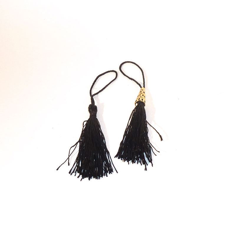 Black Tassel with gold metal clip