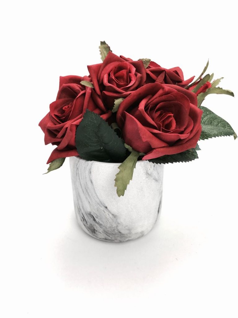 Real Touch Red Rose 5 Blooms Glassware Imports