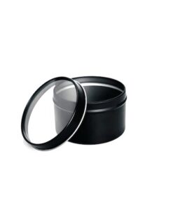 6oz travel tin matte black with window