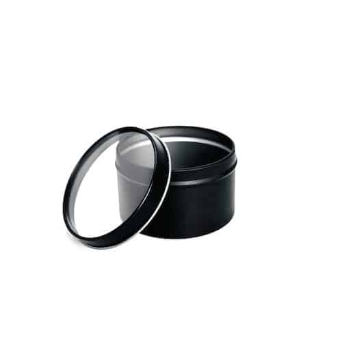 6oz travel tin matte black with window