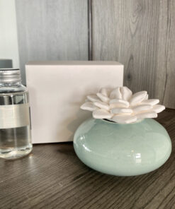 Alternative view of Lotus Flower Diffuser with Green Ceramic Base -No Scent