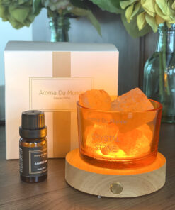 Mini Orange Crystal Stone Diffuser with cordless USB Light Base