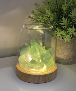 Scented Crystal Light Diffuser with Cordless USB Wooden Base - Green Fluorite LGL