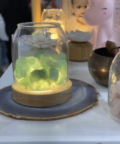 Alternative view of Scented Crystal Light Diffuser with Cordless USB Wooden Base - Green Fluorite LGL