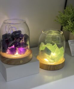 Alternative view of Scented Crystal Light Diffuser with Cordless USB Wooden Base - Amethyst Stones