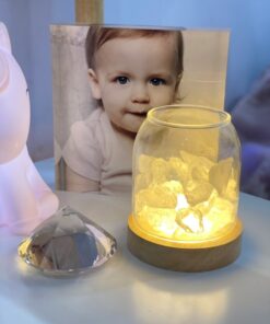 Scented Crystal Light Diffuser with Cordless USB Wooden Base - Clear Quartz JHS
