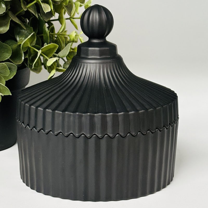 Black Carousel Crystal Candle Jar